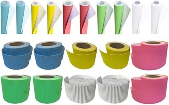 Sky Blue, Lemon, Candy Pink, Pale Green & White